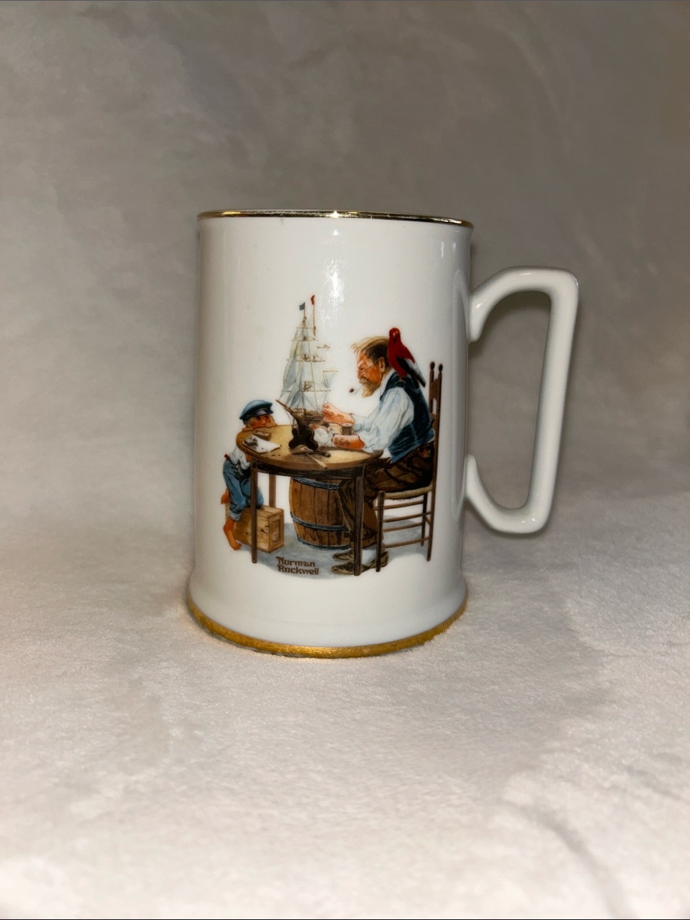 Vintage Norman Rockwell "For a Good Boy" Ceramic Porcelain Stein Mug - Retro